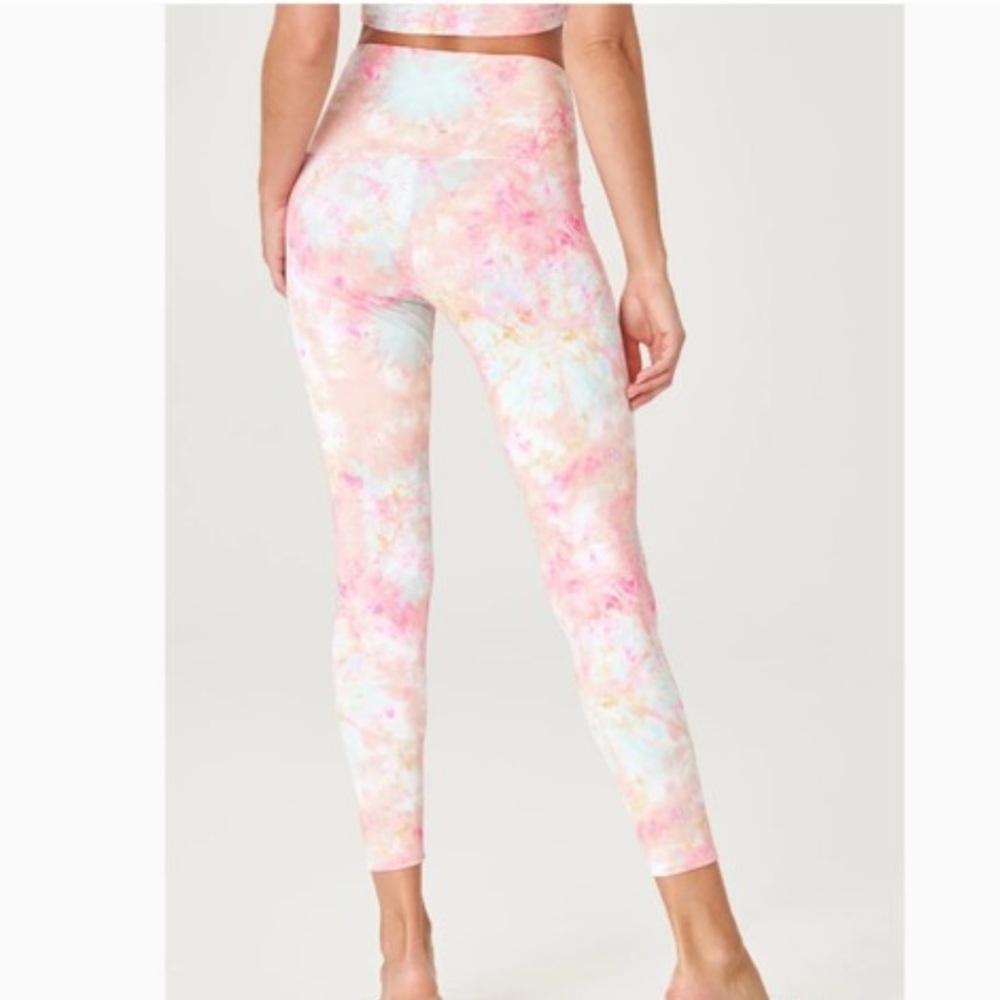 High-Waist Tie-Dye Leggings - Pastel Pink